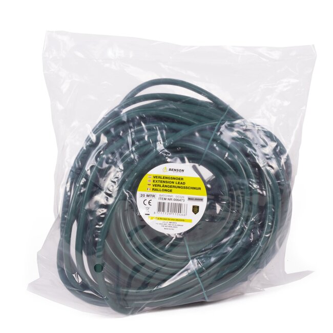 Benson Verlengsnoer - Groen - Vinyl - 20 meter - 2 x 1.0 mm²
