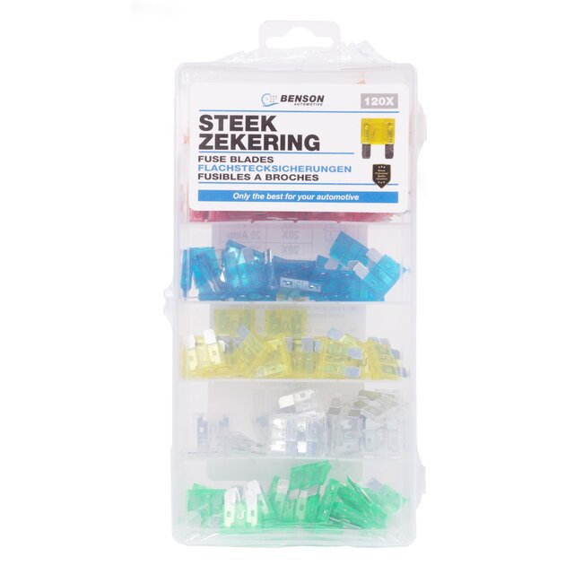 Benson Auto steekzekering set - 120 stuks - 5 tot 30 ampère - met sorteerdoos