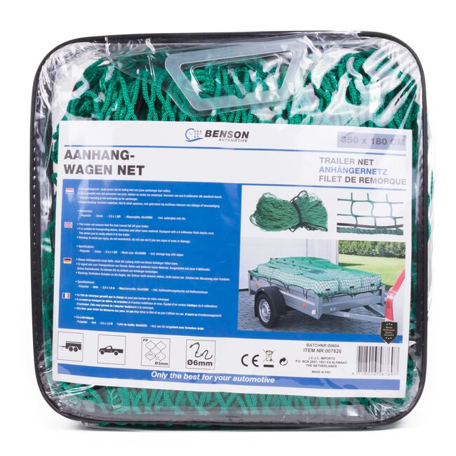 Benson Afdeknet met elastisch koord - 3.50 x 1.8 meter - extra sterk - inclusief opbergtas