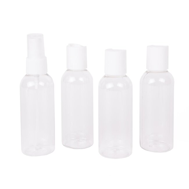 Benson Reisflesjes Set - 4-delig - Transparant - Inclusief Etui - 80 ml
