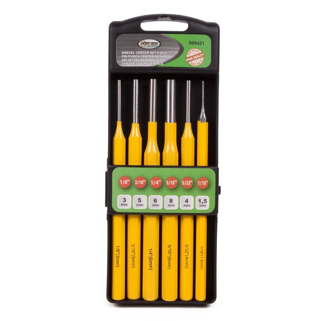 Hofftech Drevel- en penuitdrijverset - Chroom-Vanadium staal - 1.5 mm t/m 8 mm - Inclusief opberghouder