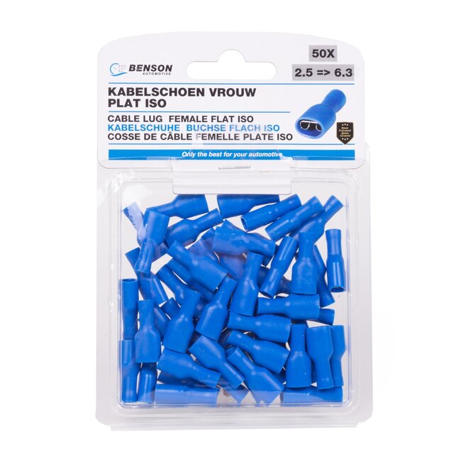 Benson Kabelschoenenset - Vrouwelijk - PVC - 2.5-6.3 mm - Blauw - 50 stuks