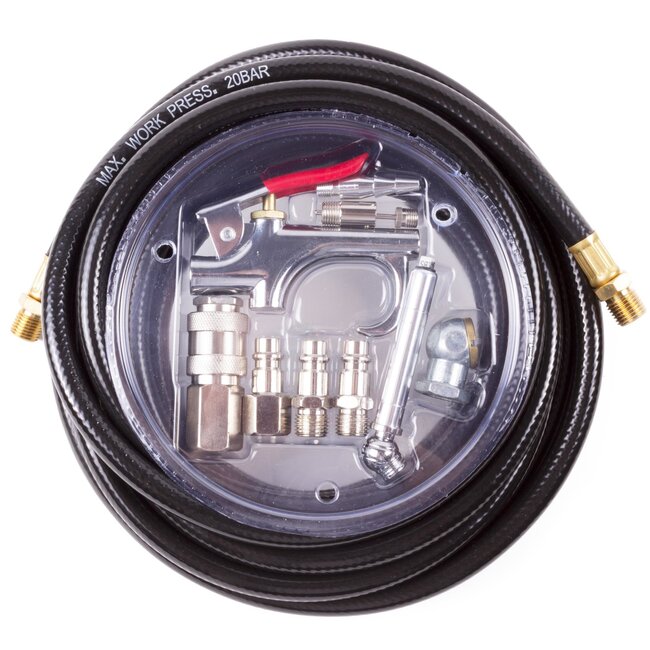 Hofftech Complete luchtslangset - 8 meter - 10-delig - inclusief accessoires - 20 bar