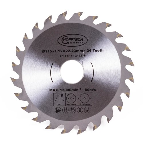 Hofftech Zaagblad Cirkelzaag - Ø 115 mm x 24 Tanden - Asgat 22.23 mm Hofftech Zaagblad Cirkelzaag - Ø 115 mm x 24 Tanden - Asgat 22.23 mm