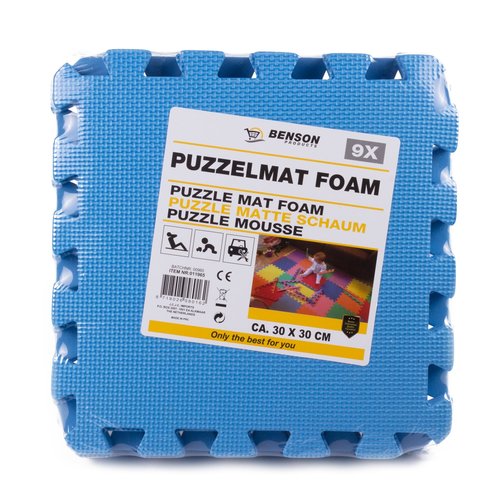 Benson Blauwe Puzzel Vloertegels Foam 30 x 30 cm - Puzzel Speelmat - 9 stuks Benson Blauwe Puzzel Vloertegels Foam 30 x 30 cm - Puzzel Speelmat - 9 stuks