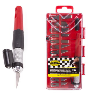 Benson Precisie-hobbymes met LED-licht - 15-delige set - Inclusief opbergdoosje
