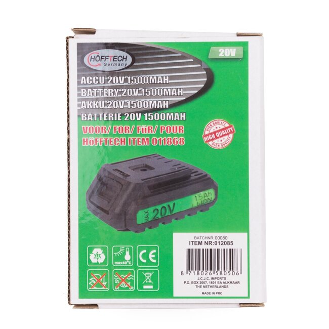 Hofftech Reserve accu - 20V - 1500 mAh - Geschikt voor slagmoersleutel 1/2 inch