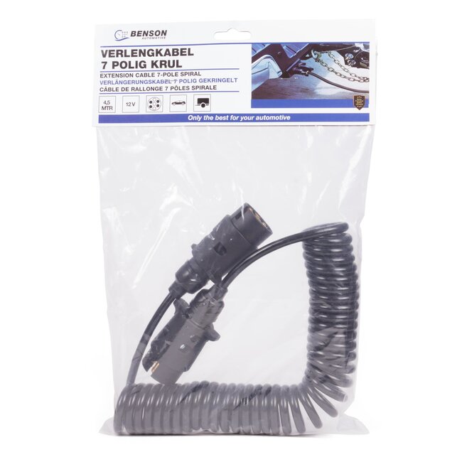 Benson Verlengkabel krulsnoer - 7-polig - 65 tot 450 cm - flexibel en uitrekbaar