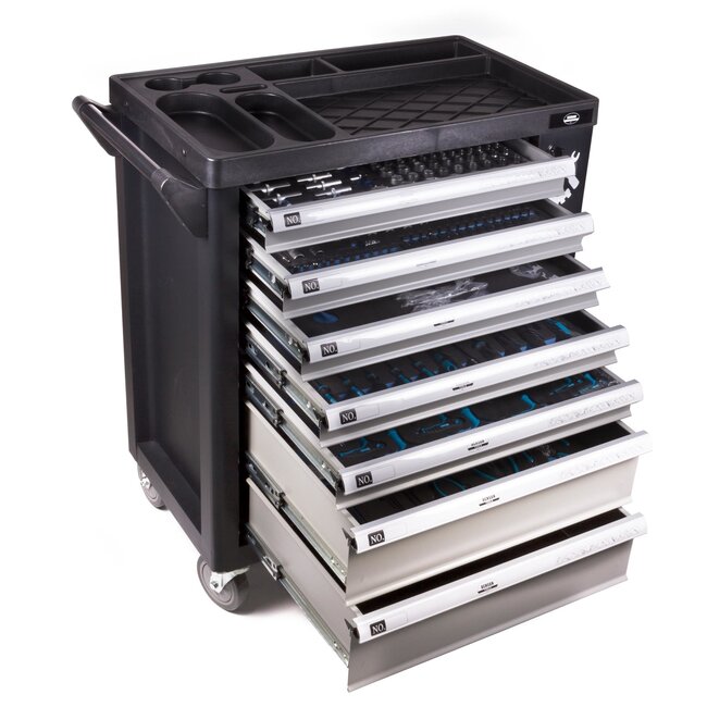 Benson XXL gereedschapswagen - 399-delig - 7 laden - zwart/zilver