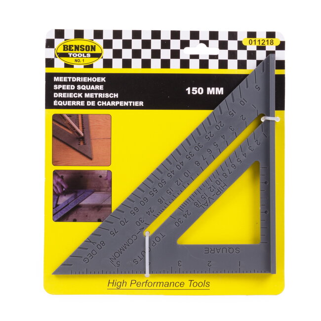 Benson Heavy-duty kunststof meetdriehoek - 150 mm - gradenboog tot 90° - T-vormige rand