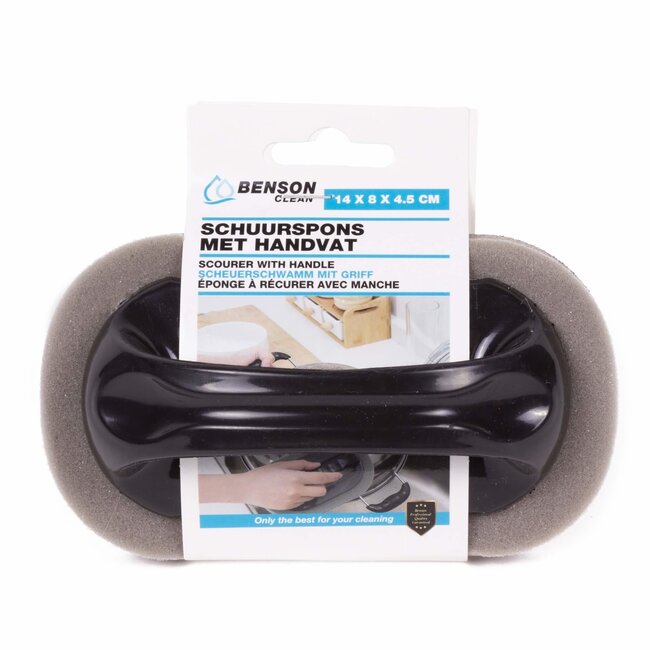 Benson Schuurspons met handvat - grof - 14 x 8 x 4.5 cm - zwart