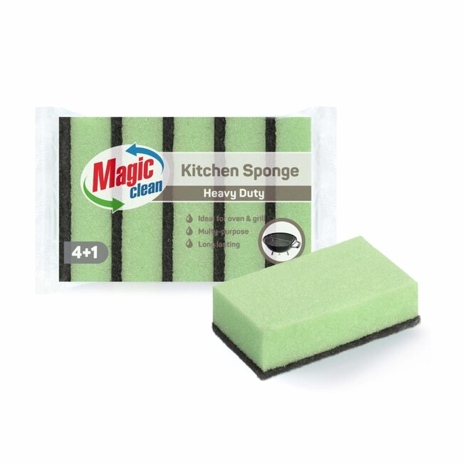 Magic Clean Schuurspons - Grof - Groen - 5 stuks - Voor hardnekkige vlekken