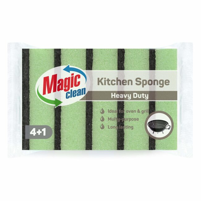 Magic Clean Schuurspons - Grof - Groen - 5 stuks - Voor hardnekkige vlekken