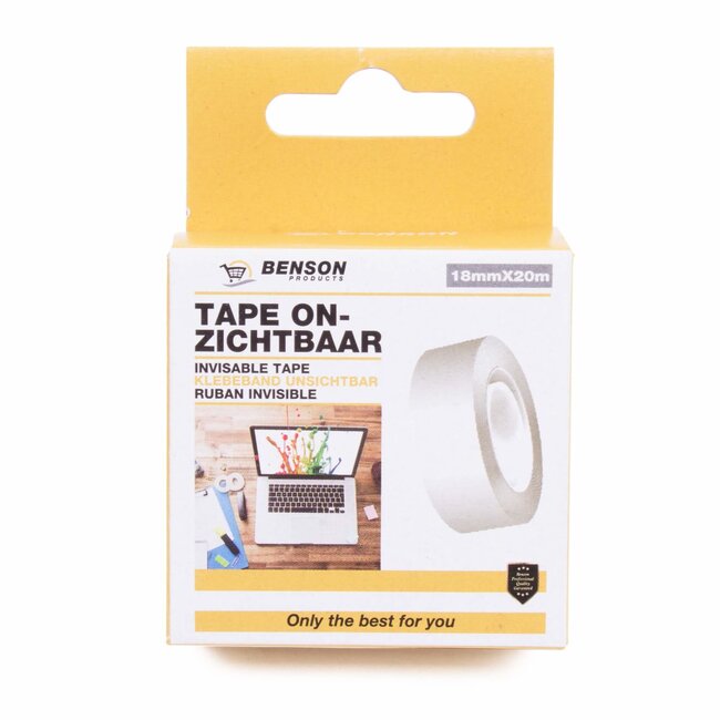 Benson Transparante tape - 18 mm breed - 20 meter lang - Onzichtbaar en beschrijfbaar