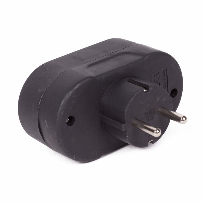 Benson Stekker Duo Verloop - Randaarde - Horizontaal - Zwart - Kinderbeveiliging