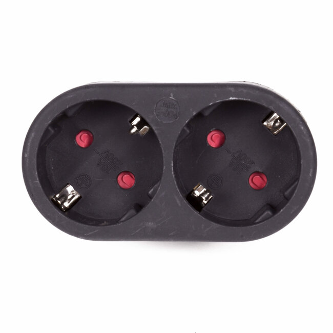 Benson Stekker Duo Verloop - Randaarde - Horizontaal - Zwart - Kinderbeveiliging