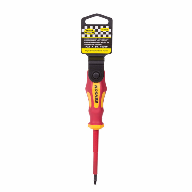 Benson Pozidriv schroevendraaier - geïsoleerd VDE - PZ1 x 80 mm - rood