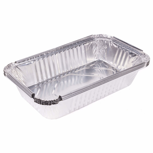 Benson Grillschalen set - aluminium - 25 x 14 x 5,5 cm - 5 stuks - zilver