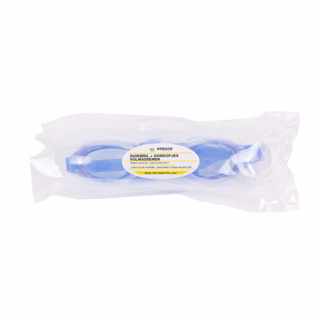 Benson Duikbril voor volwassenen - verstelbare siliconen band - inclusief opbergdoos en oordopjes - kleurenmix