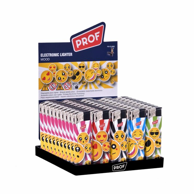 Prof Wegwerpaanstekers - emoticons - vaste vlamhoogte - 50 stuks