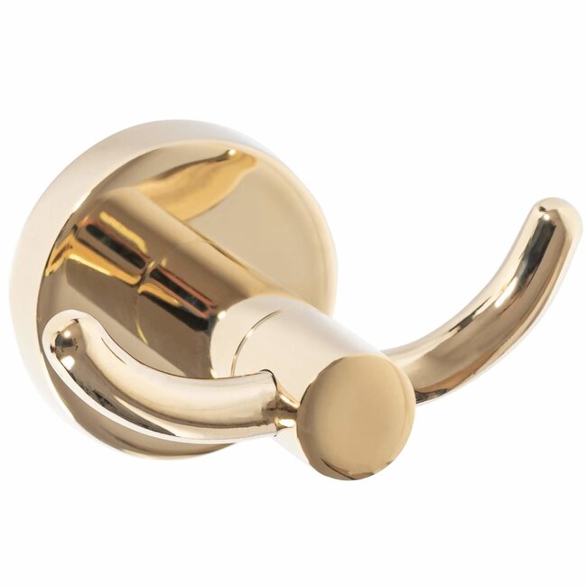 REA Handdoekhouder wandmodel - glans goud - 8.5 x 5 cm - luxe design met twee haken