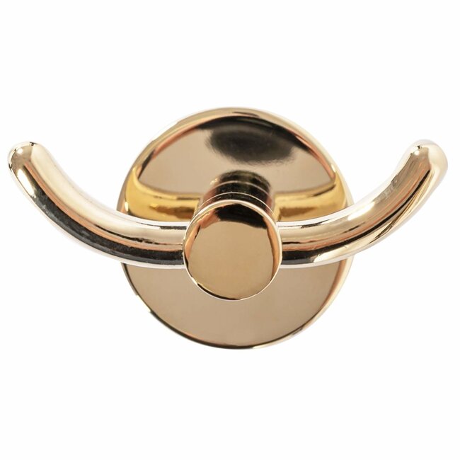 REA Handdoekhouder wandmodel - glans goud - 8.5 x 5 cm - luxe design met twee haken