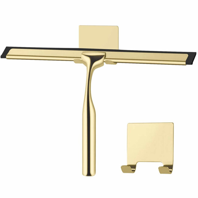 REA Badkamer Wisser/Douche Trekker met Houder - 25 cm - Glans Goud