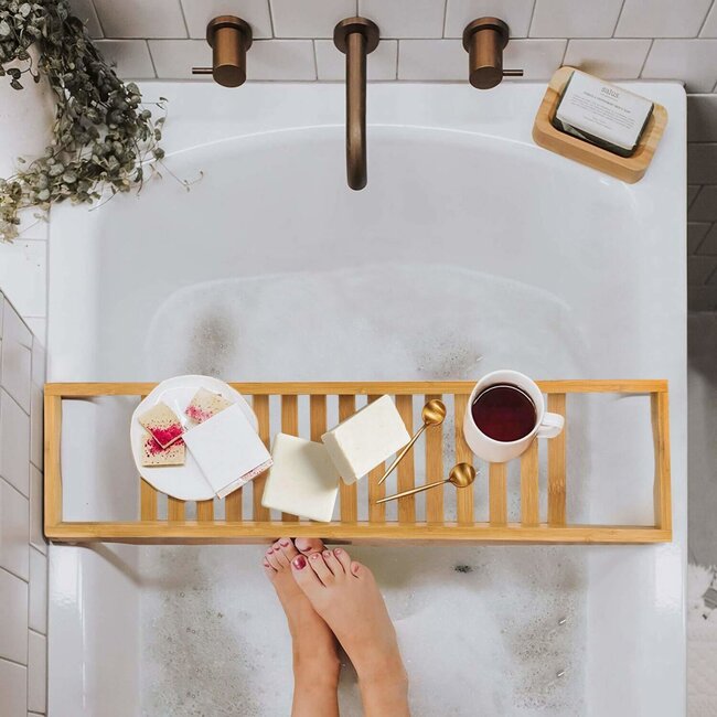 REA Bamboe badplank - stijlvol en duurzaam - 70x14x4 cm - natuurlijk bruin