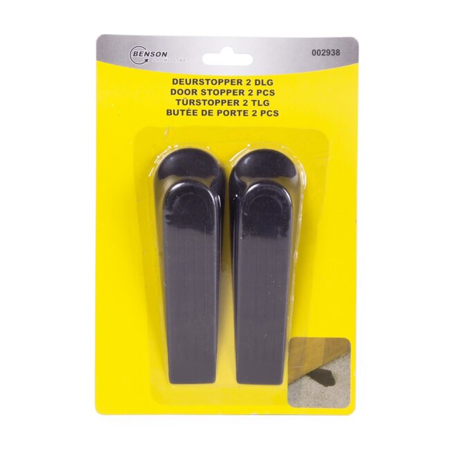Benson Set van 20 flexibele deurstoppers - PVC - zwart - houdt deuren tot 100 kg open
