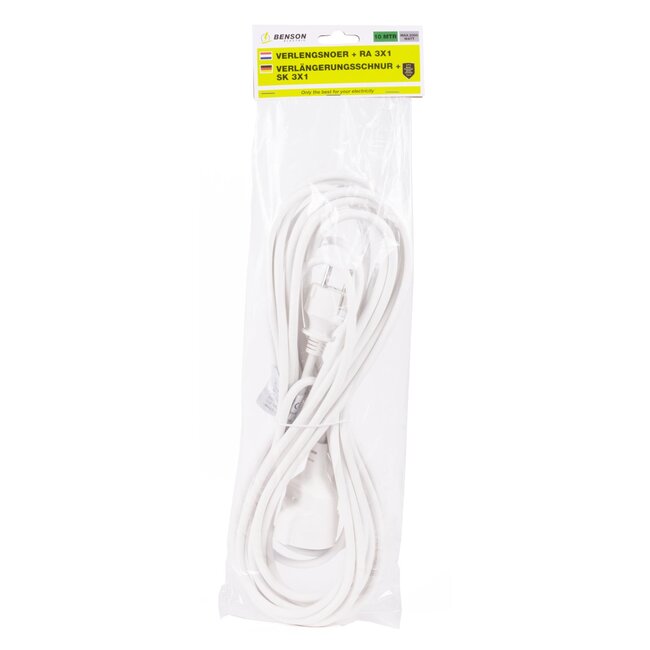 Benson Verlengsnoer - 10 meter - randaarde stekker - 3600 watt