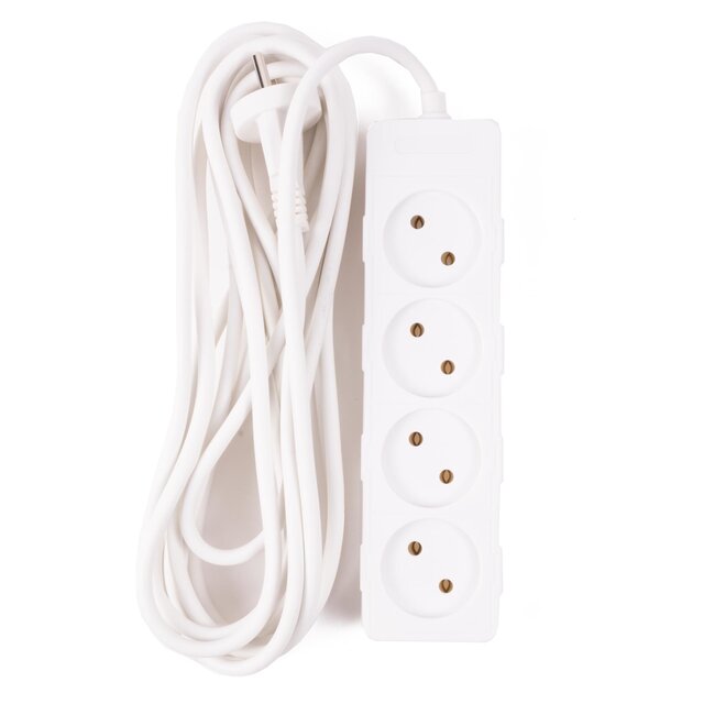 Benson Stekkerdoos - 4 aansluitpunten - 5 meter snoer - Wit - Binnengebruik
