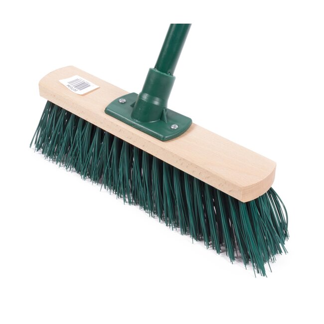 Benson Groene straatbezem - afschroefbare steel - kunststof haren - 117 cm