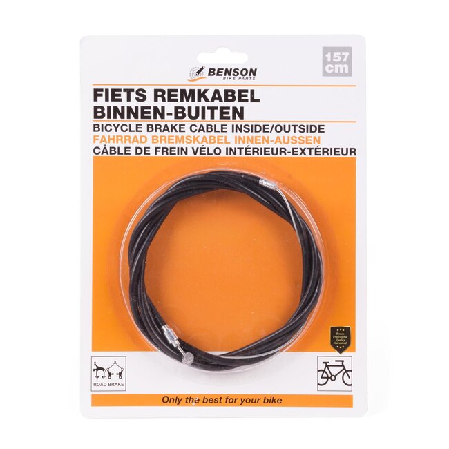 Benson Fietsremkabel - Teflon Coating - 157 cm - Zwart - Inclusief Accessoires
