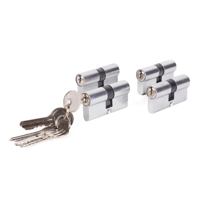 Stahlex Euro profielcilinder - gelijksluitend - 60 mm - 4 stuks - inclusief 6 sleutels