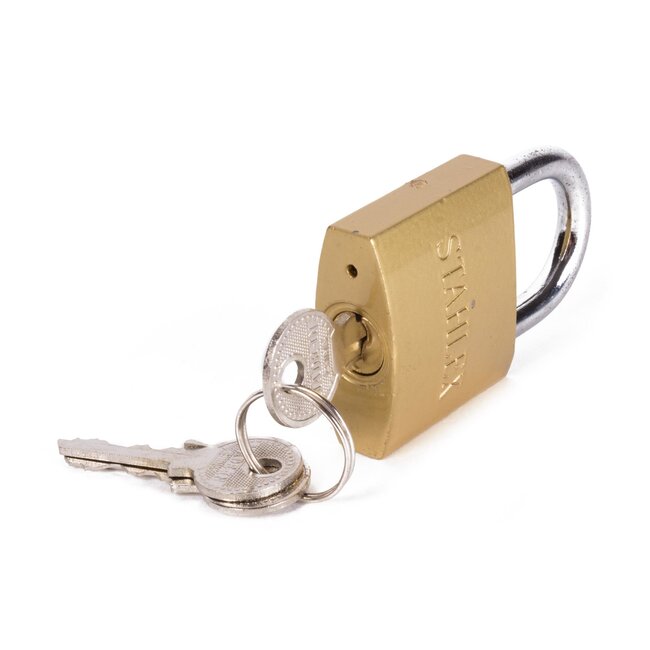 Stahlex Hangslot 38 mm - geharde beugel - goudkleurig - inclusief 3 sleutels