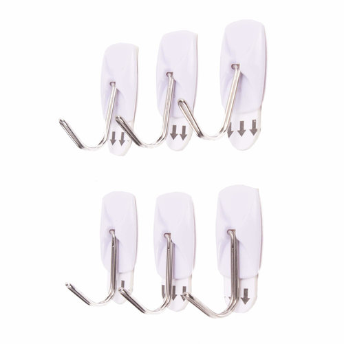 Benson Zelfklevende Haken Set - Verwijderbaar - 2.1 x 3 cm - Wit - 6 stuks Benson Zelfklevende Haken Set - Verwijderbaar - 2.1 x 3 cm - Wit - 6 stuks