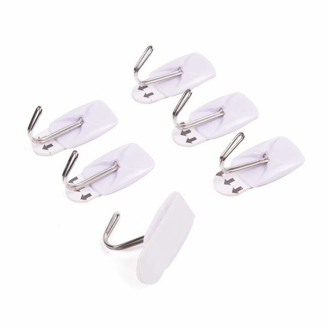 Benson Zelfklevende haken - verwijderbaar - 2.1 x 3 cm - wit - set van 6