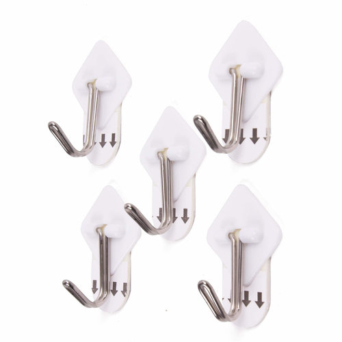 Benson Zelfklevende Haken Set - Verwijderbaar - 3.3 x 3.3 cm - Wit - 5 stuks Benson Zelfklevende Haken Set - Verwijderbaar - 3.3 x 3.3 cm - Wit - 5 stuks