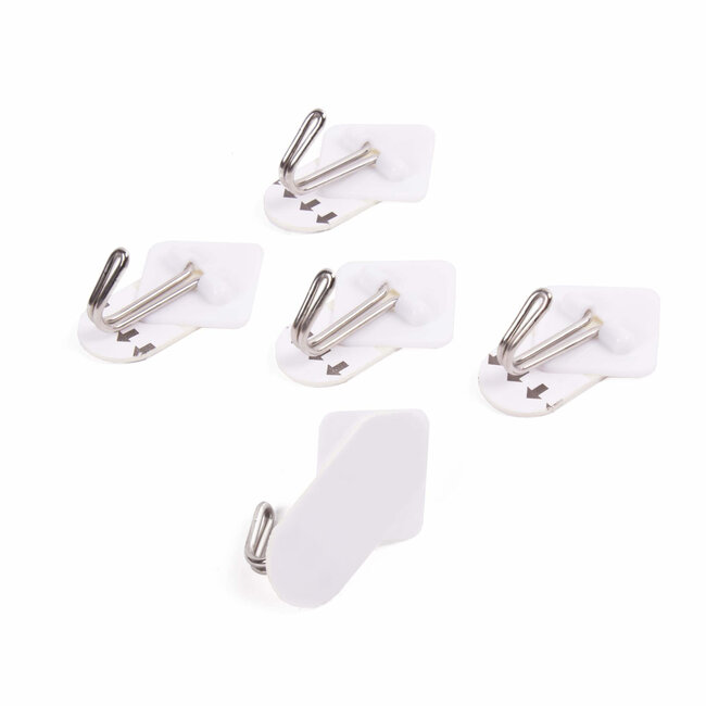 Benson Zelfklevende haken - Verwijderbaar - 3,3 x 3,3 cm - Wit - 5 stuks