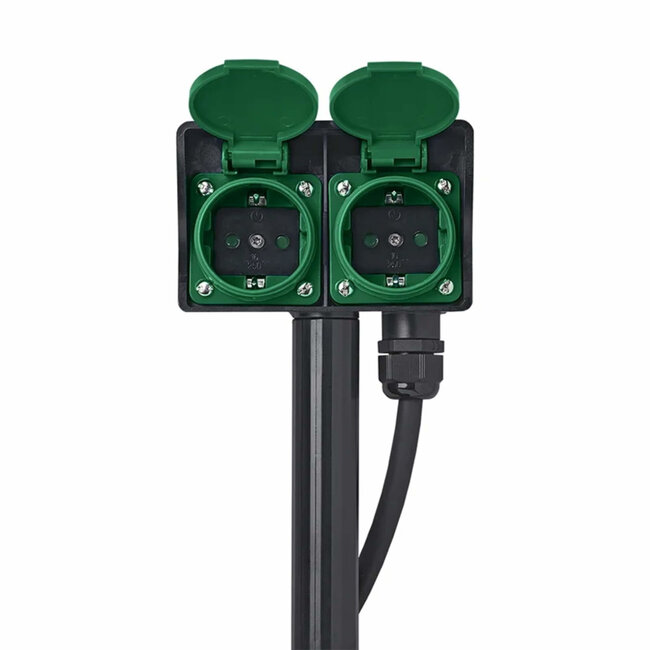 ProPlus Dubbele tuincontactdoos met aardspies - spatwaterdicht - 2 meter neopreenkabel