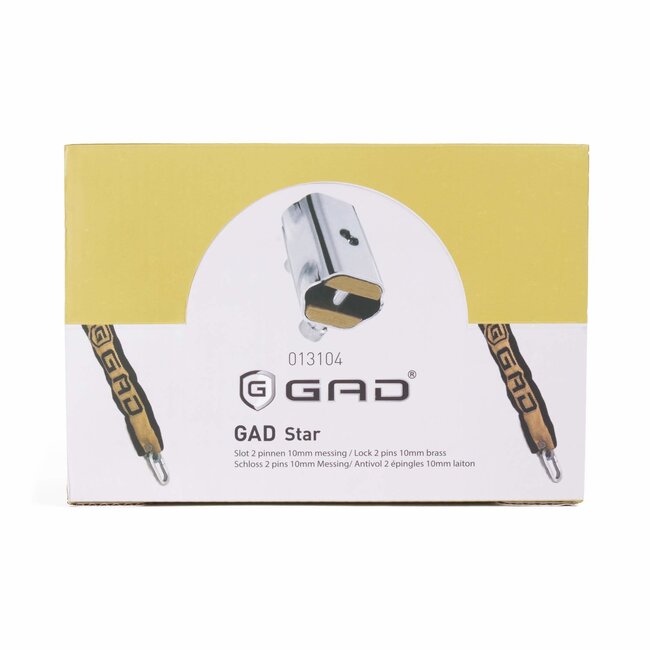 GAD Kettingslot - 10 mm - 2 pinnen - messing - inclusief 2 veiligheidssleutels