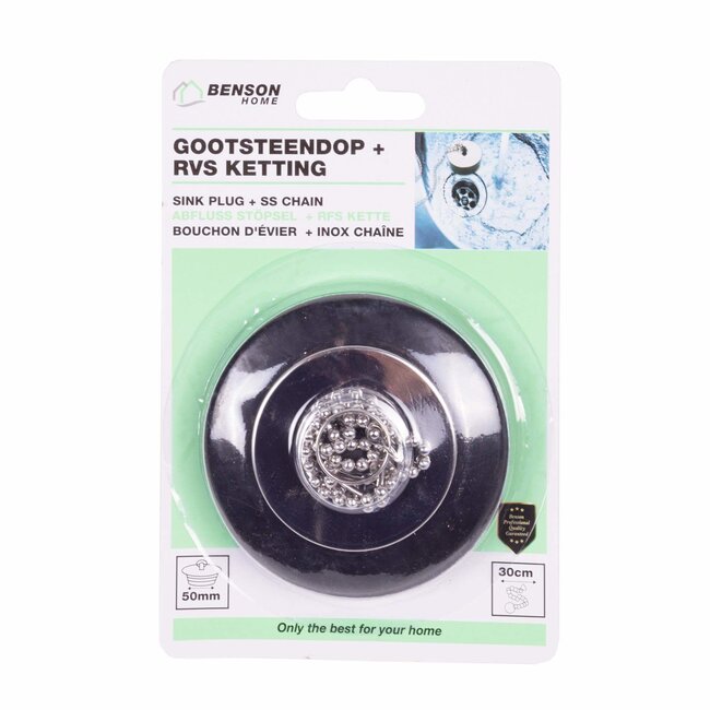 Benson Gootsteendop - Taps toelopend - RVS ketting 30 cm - 50 mm