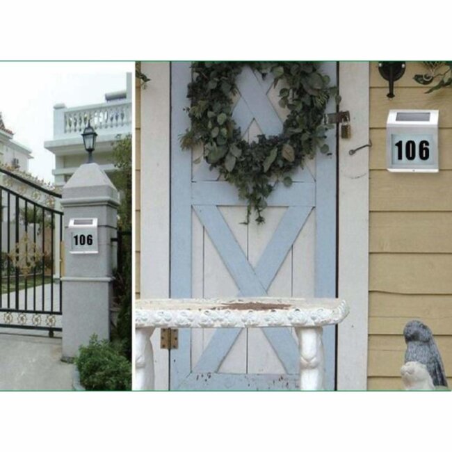 Hofftech LED huisnummer - Solar - RVS - Inclusief cijfers en letters - Eenvoudige installatie