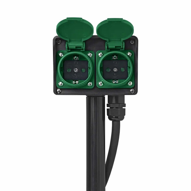 ProPlus Dubbele schuko tuincontactdoos - 4-voudig - 2 meter - weerbestendig kunststof