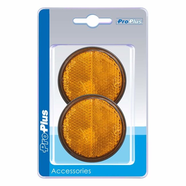 ProPlus Zelfklevende ronde reflector met grondplaat - Ø 55 mm - oranje - 2 stuks