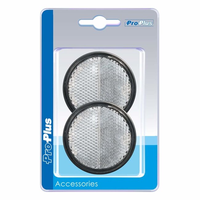 ProPlus Zelfklevende ronde reflector met grondplaat - wit - 55 mm - set van 2