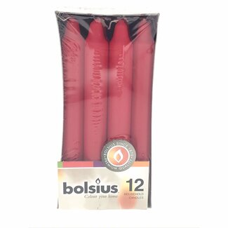 Bolsius Dinerkaarsen - 6 Branduren - 18 cm - Rood - 12 stuks