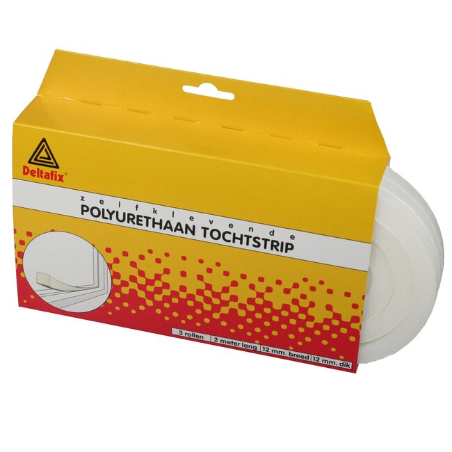 Deltafix Tochtstrip PU Schuim - Zelfklevend - 3 x 2 meter - Wit - Voor ramen en deuren