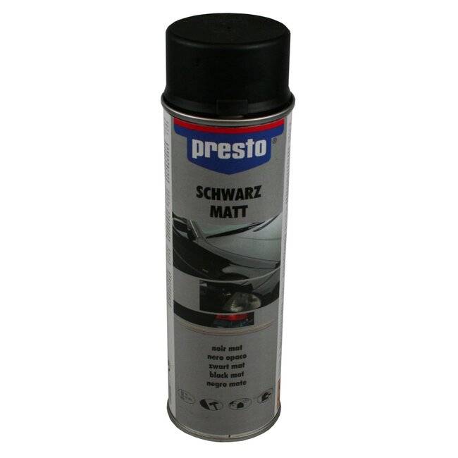 Presto Mat zwarte spuitlak - weer- en krasbestendig - 500 ml - 12 stuks