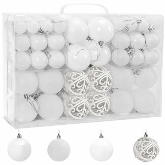 REA Kerstballen Set - Kunststof - Ø 6, 4 en 3 cm - Wit - 100 stuks